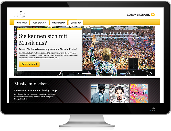 Screenshot der Commerzbank &ndash Name the Track Website.